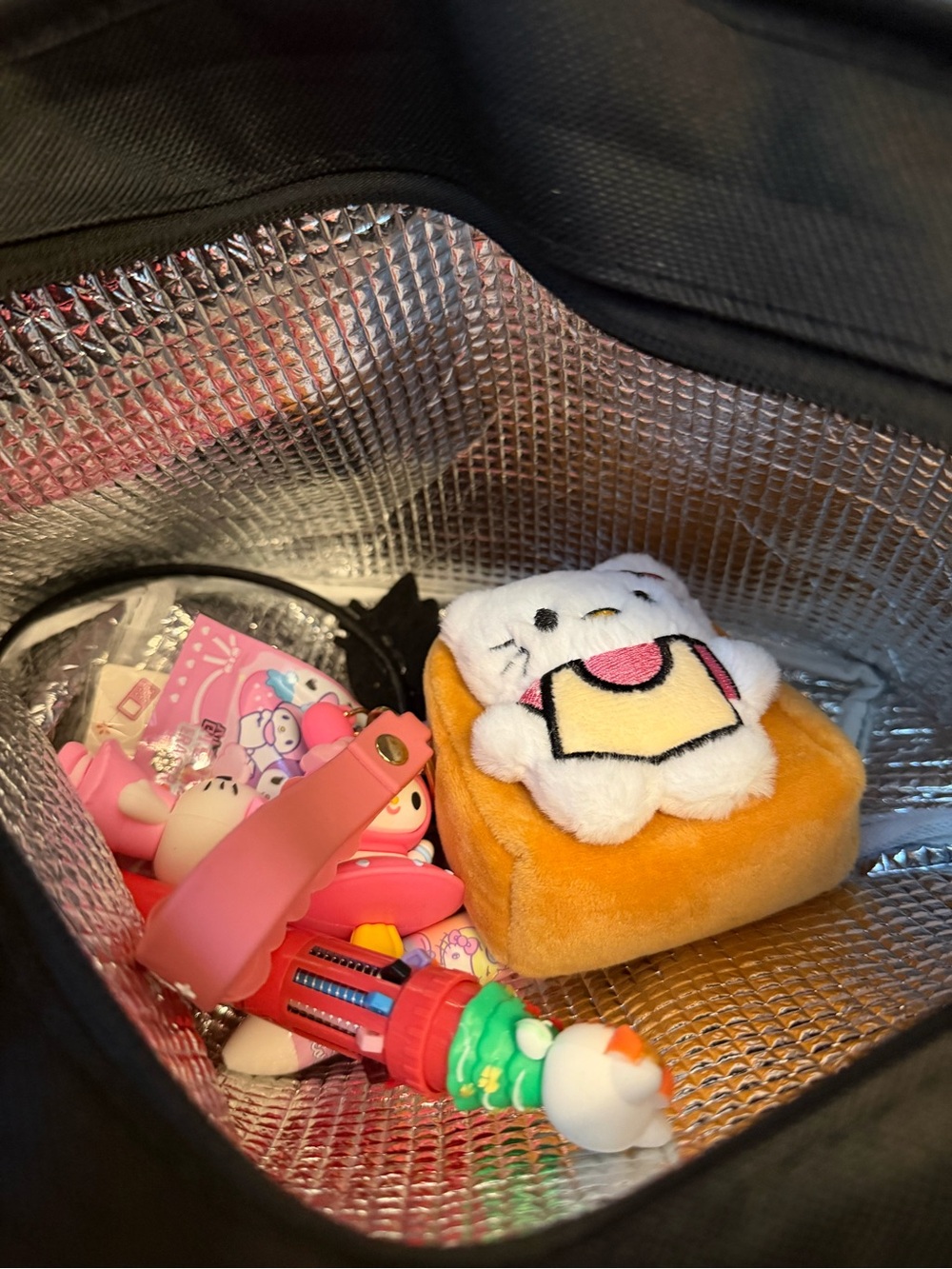 Hello Kitty Black Insulated Lunch Bag filled with Hello Kitty Goodies - Picture 12 of 12
